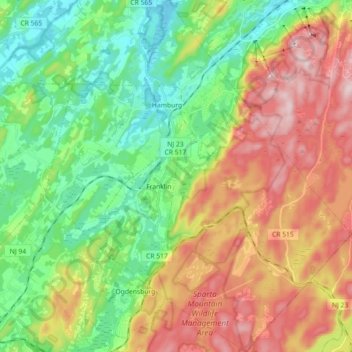 Hardyston Township topographic map, elevation, terrain