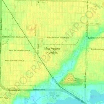 Muskegon Heights topographic map, elevation, terrain