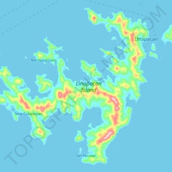 Linapacan Island topographic map, elevation, terrain