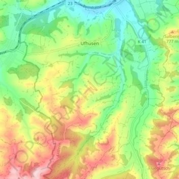 Ufhusen topographic map, elevation, terrain