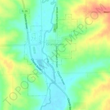 Orangeville topographic map, elevation, terrain
