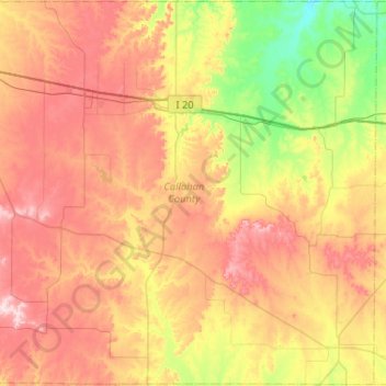 Callahan County topographic map, elevation, terrain
