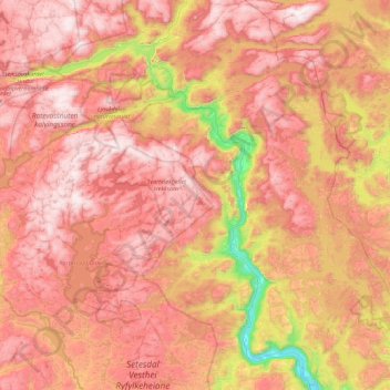 Aust-Agder topographic map, elevation, terrain