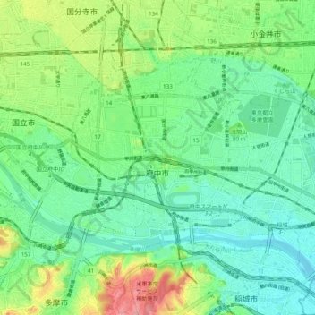 Fuchu topographic map, elevation, terrain
