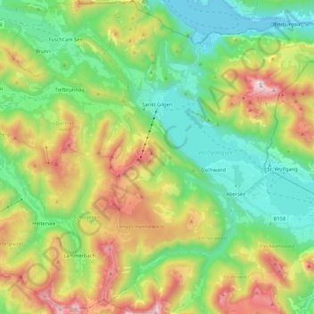 Sankt Gilgen topographic map, elevation, terrain