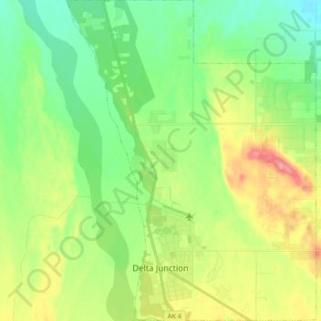 Delta Junction topographic map, elevation, terrain