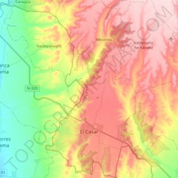 El Casar topographic map, elevation, terrain
