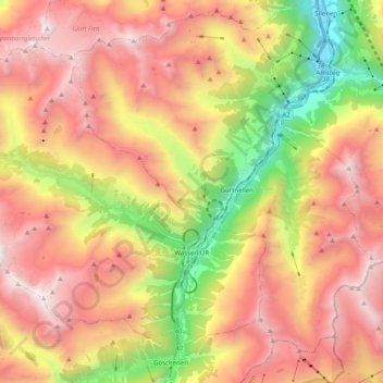 Wassen topographic map, elevation, terrain