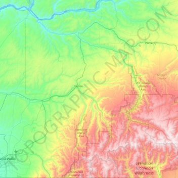 Columbia County topographic map, elevation, terrain