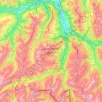 Parc naturel Beverin topographic map, elevation, terrain