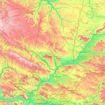 Oise topographic map, elevation, terrain