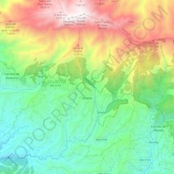 Sedella topographic map, elevation, terrain