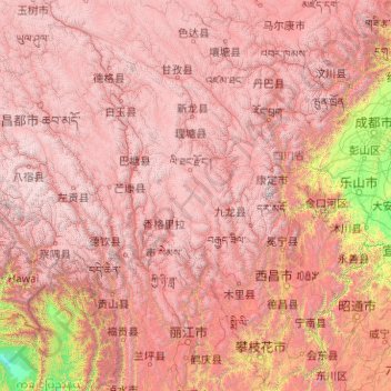 金沙江 - Jīnshā Jiāng topographic map, elevation, terrain