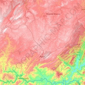 Apiaí topographic map, elevation, terrain