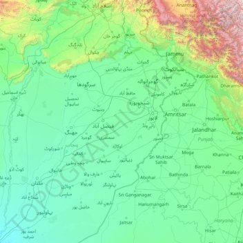 Chenab River topographic map, elevation, terrain