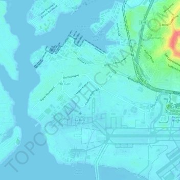 Joint Base Pearl Harbor-Hickam topographic map, elevation, terrain