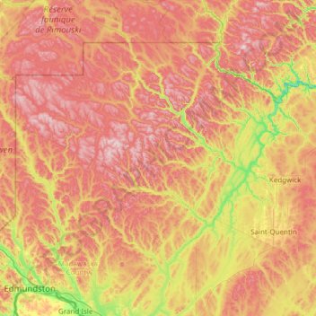 Saint Quentin Parish topographic map, elevation, terrain