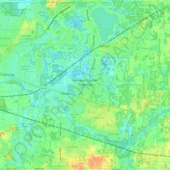 Meridian Charter Township topographic map, elevation, terrain