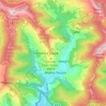 Avegno topographic map, elevation, terrain