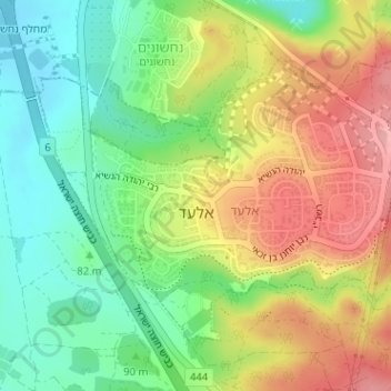 Elad topographic map, elevation, terrain