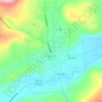 Canton topographic map, elevation, terrain