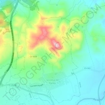 Llosa de Ranes topographic map, elevation, terrain