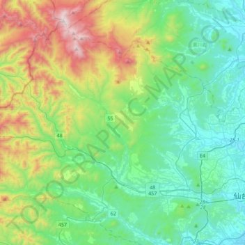 Sendai topographic map, elevation, terrain