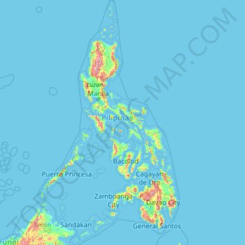 Philippines topographic map, elevation, terrain