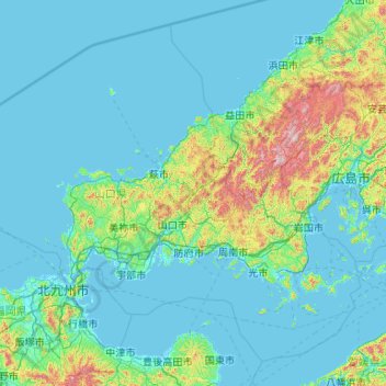 Chūgoku topographic map, elevation, terrain
