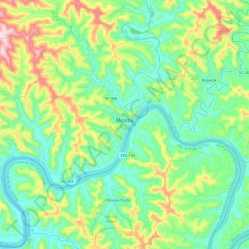 Mondaí topographic map, elevation, terrain