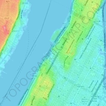 New York County topographic map, elevation, terrain