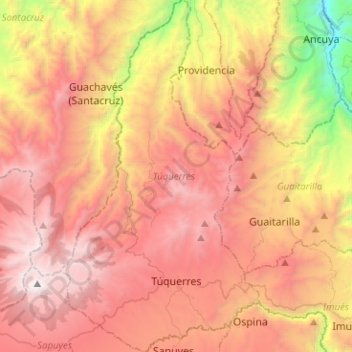 Túquerres topographic map, elevation, terrain