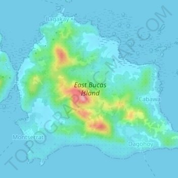 East Bucas Island topographic map, elevation, terrain