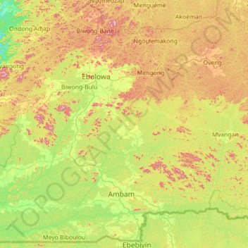 Ebolowa II topographic map, elevation, terrain