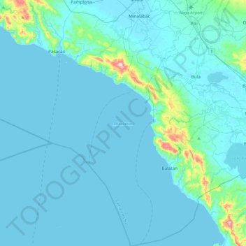 Minalabac topographic map, elevation, terrain