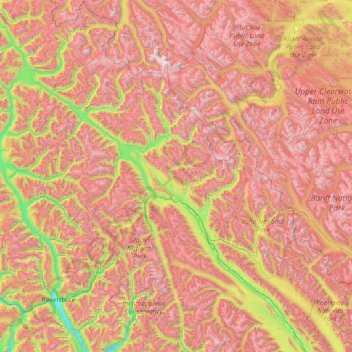 Area A (Kicking Horse/Kinbasket Lake) topographic map, elevation, terrain