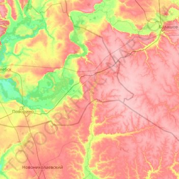 Поворинский район topographic map, elevation, terrain
