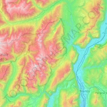 Brenta group topographic map, elevation, terrain