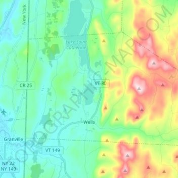 Wells topographic map, elevation, terrain