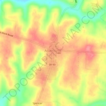 Adamsville topographic map, elevation, terrain