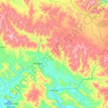Putina topographic map, elevation, terrain