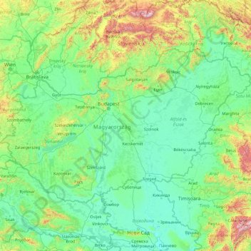 Ungarn topographic map, elevation, terrain