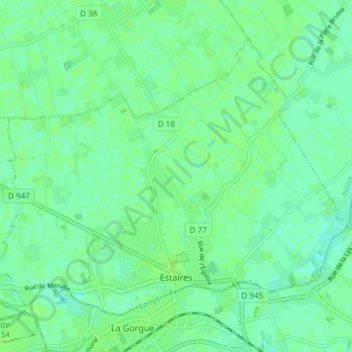 Estaires topographic map, elevation, terrain