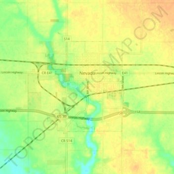 Nevada topographic map, elevation, terrain