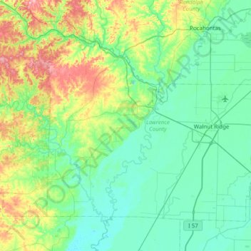 Lawrence County topographic map, elevation, terrain
