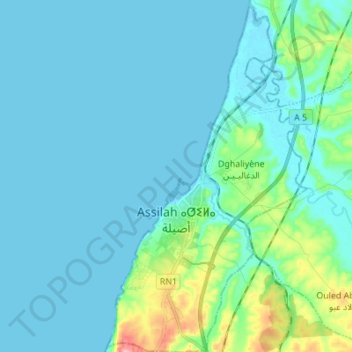Assilah topographic map, elevation, terrain