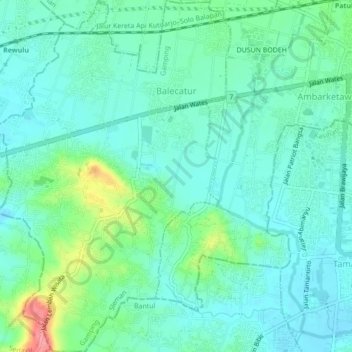 Balecatur topographic map, elevation, terrain