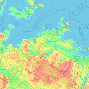 Mecklenburg-Vorpommern topographic map, elevation, terrain