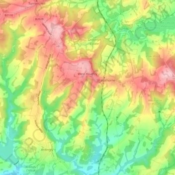 West Hoathly topographic map, elevation, terrain