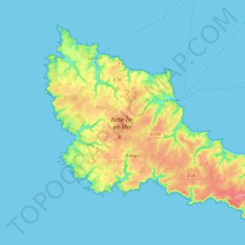 Belle-Île-en-Mer topographic map, elevation, terrain